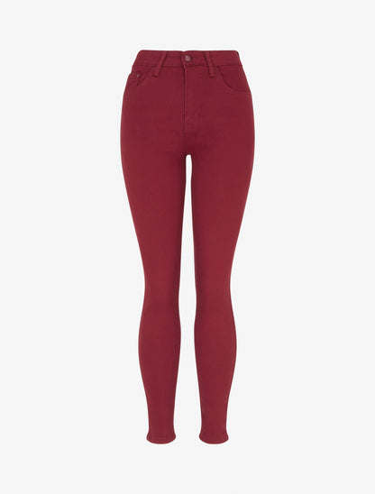 Jean skinny uni taille haute - Rouge - 1
