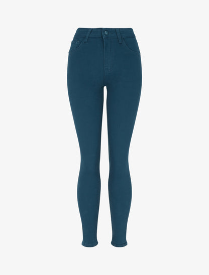 Jean skinny uni taille haute - Bleu canard - 1