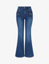 Jean flare délavé à poches à rabat - Bleu - 1