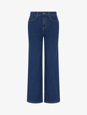 Jean grande taille coupe droite à taille haute - Bleu - 1