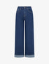 Jean ample à revers et taille haute - Bleu - 1