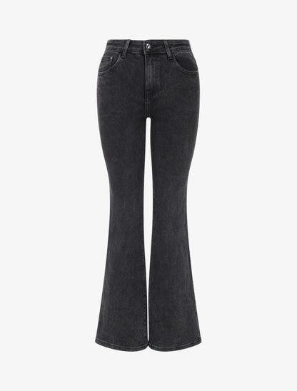 Jean délavé coupe flare - Noir - 1