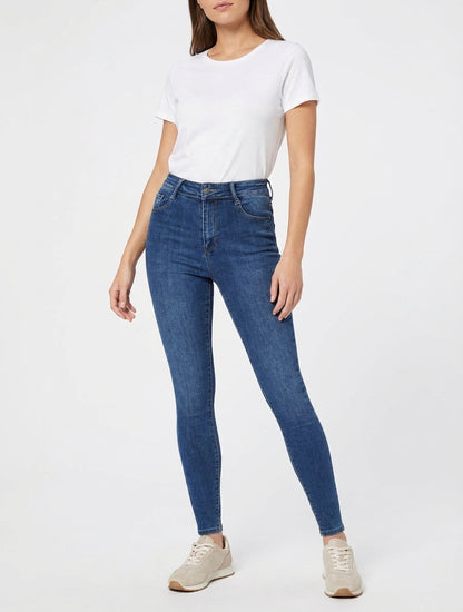High-Waist Push-Up-Skinny-Jeans - Blau