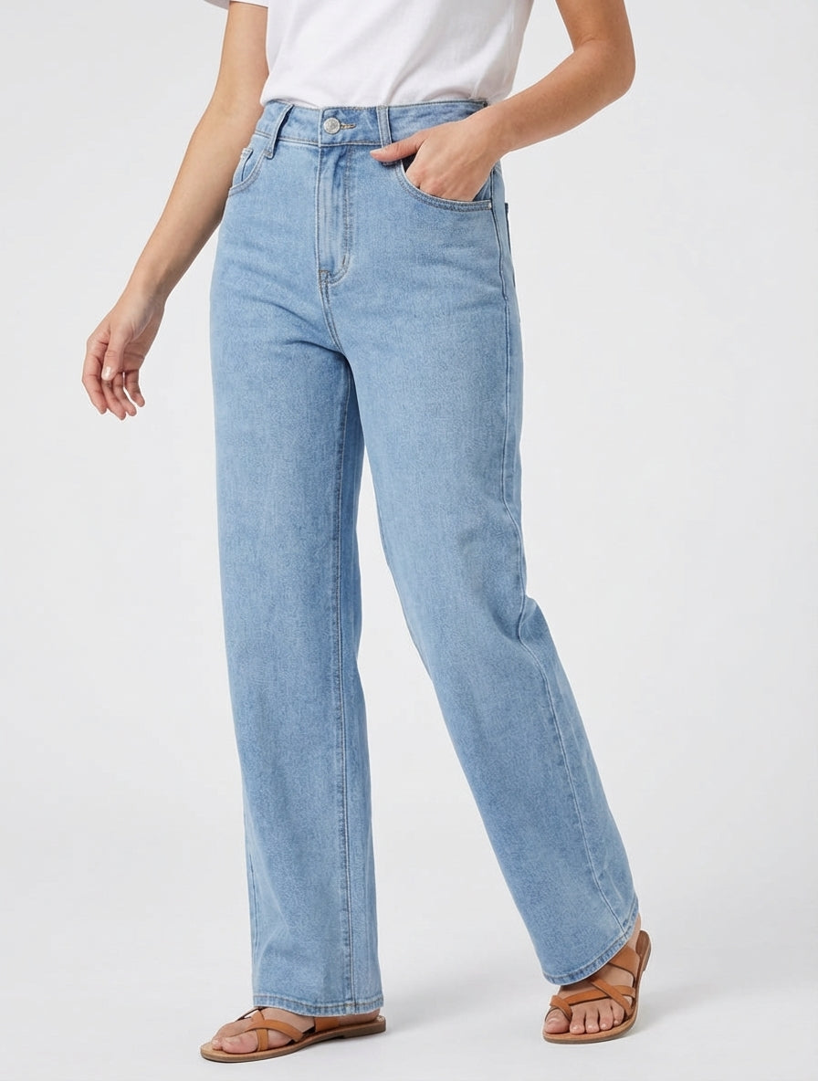 Jeans mit hoher Taille - Hellblau