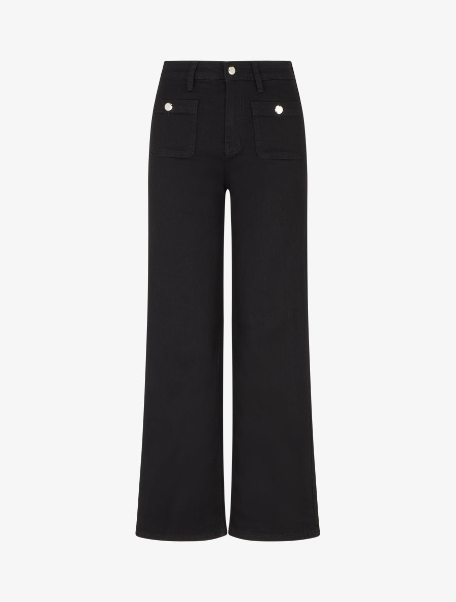 Jean ample push-up à poches plaquées boutonnées - Noir - 1