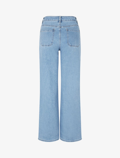 Jean wide leg à 4 poches coupe droite - Bleu - 2