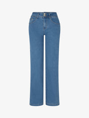 Jean wide leg à taille haute coupe droite - Bleu - 1