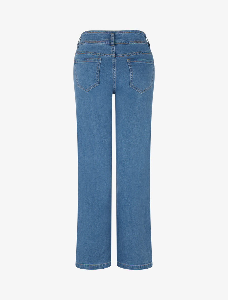 Jean wide leg à taille haute coupe droite - Bleu - 2