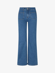 Jean wide leg à 4 poches coupe droite - Bleu - 1