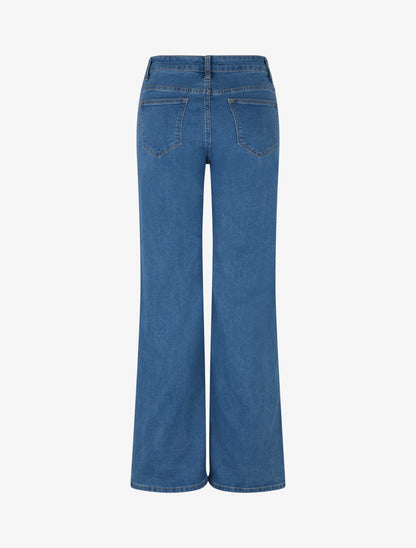 Jean wide leg à 4 poches coupe droite - Bleu - 2