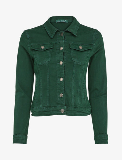 Veste en jean unie - Vert - 1