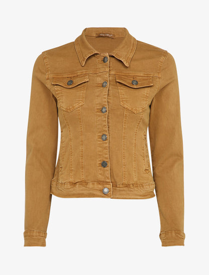 Veste en jean unie - Camel - 3