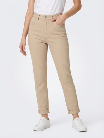 Jean mit hoher Taille - Beige