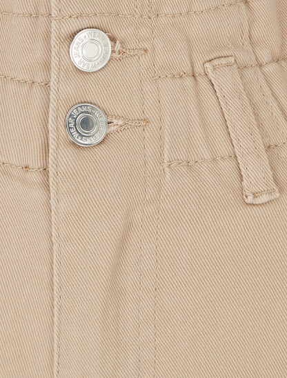 Jean mom taille haute élastiquée - Beige - 3