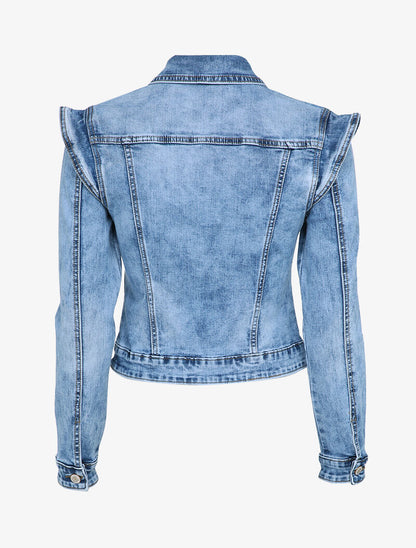 Veste en jean à épaules avec empiècements - Bleu denim clair - 2