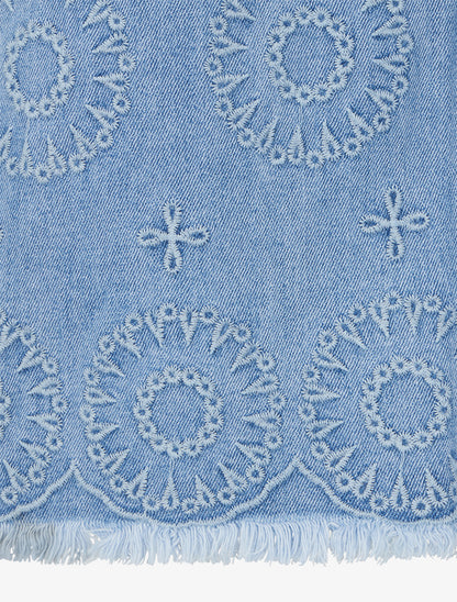 Jean ample à broderies graphiques - Bleu - 3