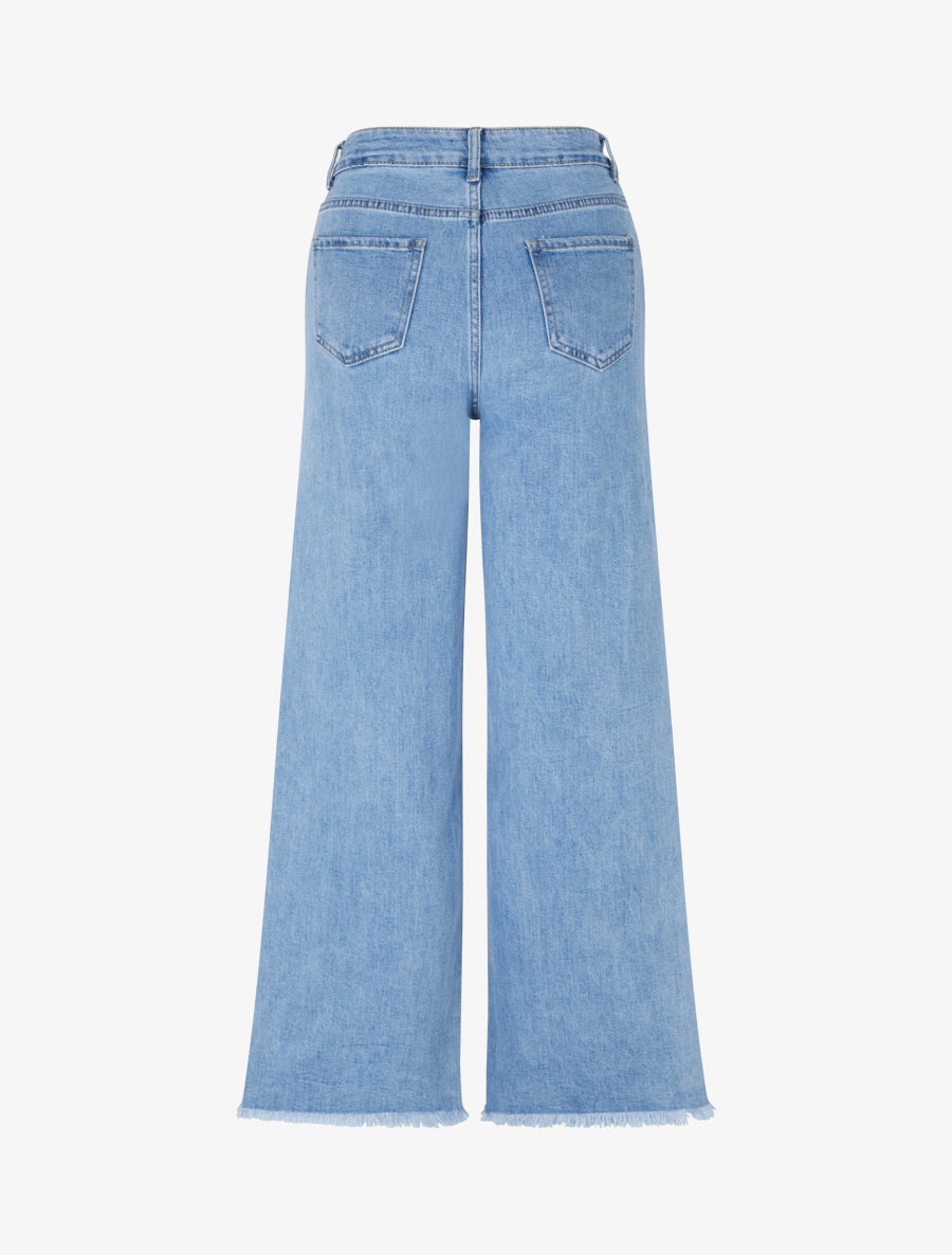 Jean ample à broderies fantaisies - Bleu - 2