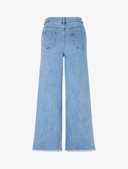 Jean ample à broderies fantaisies - Bleu - 2