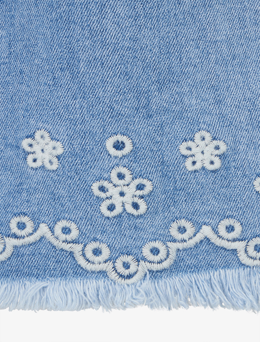 Jean ample à broderies fantaisies - Bleu - 3