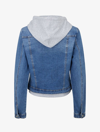 Veste en jean à capuche - Bleu - 2