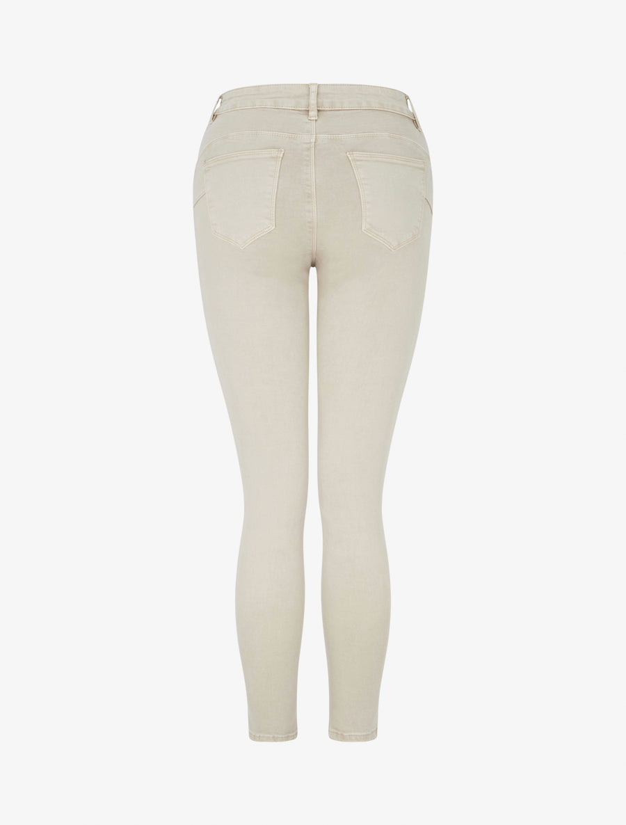 Jean skinny uni à taille standard - Beige - 2
