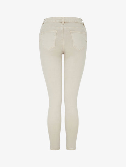 Jean skinny uni à taille standard - Beige - 2