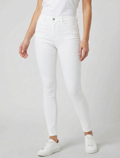 Unifarbene Skinny-Jeans mit normaler Taille - Weiß