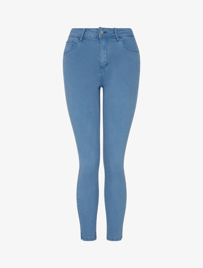 Jean skinny uni à taille standard - Bleu clair - 1