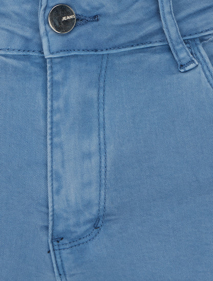 Jean skinny uni à taille standard - Bleu clair - 3