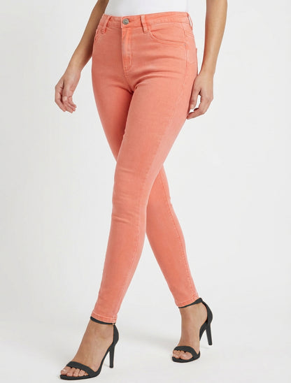 Unifarbene Skinny-Jeans mit normaler Taille - Koralle