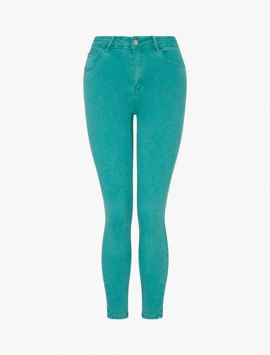 Jean skinny uni à taille standard - Turquoise - 1