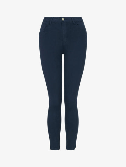 Jean skinny uni à taille standard - Marine - 1