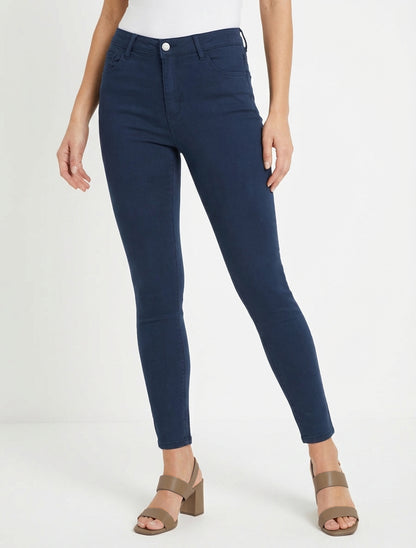 Unifarbene Skinny-Jeans mit normaler Taille - Marine