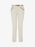 Jean slim à perles fantaisies et ceinture - Beige - 1