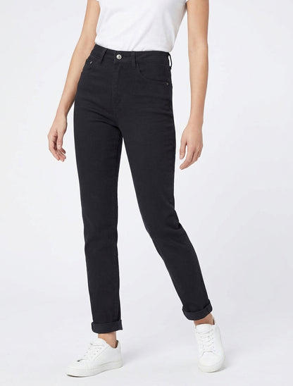 Jean mit hoher Taille - Schwarz