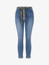 Jean skinny à ourlets fantaisies et ceinture - Bleu - 1