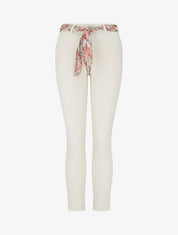 Jean skinny à ceinture imprimée - Beige clair - 1