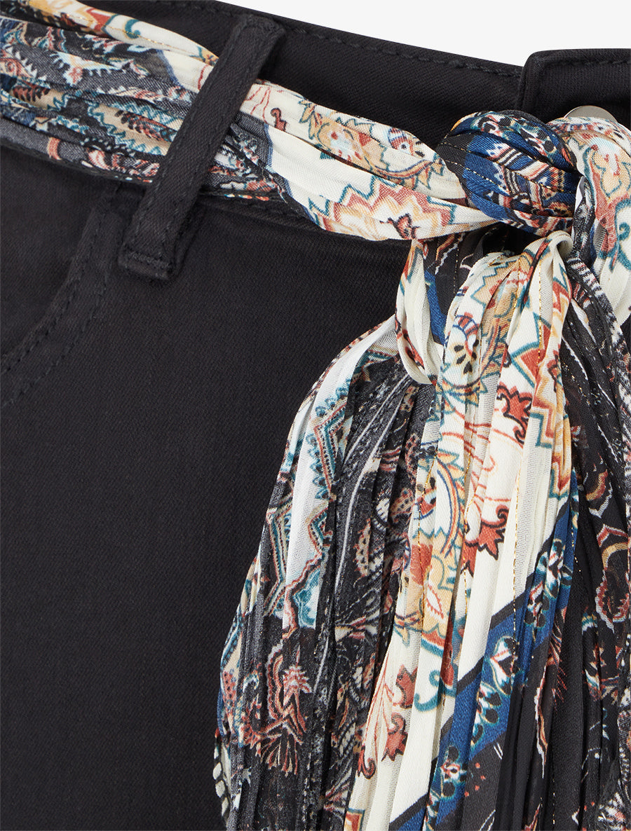 Jean skinny à ceinture imprimée - Noir - 3