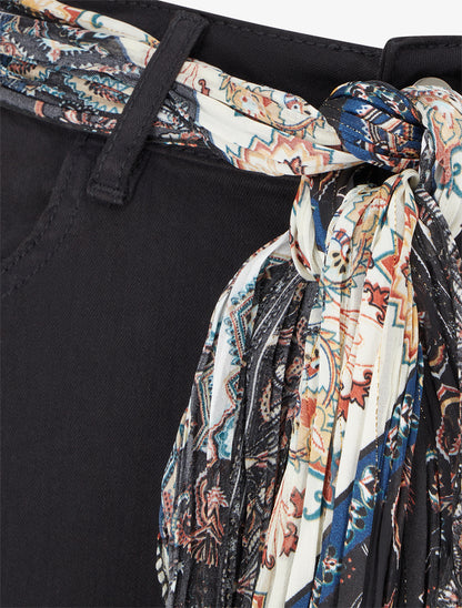 Jean skinny à ceinture imprimée - Noir - 3