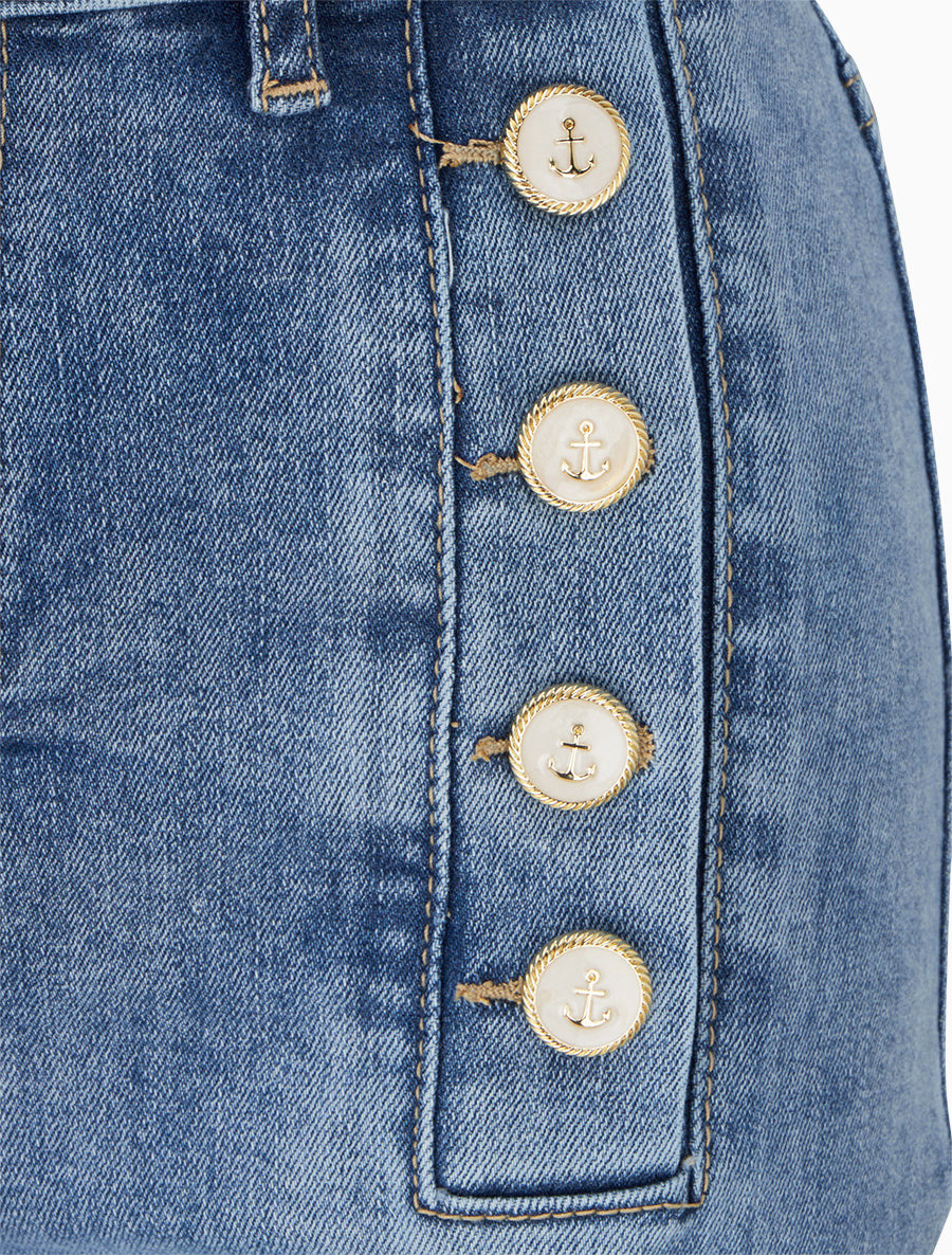 Jean droit taille standard boutonnée - Bleu - 3