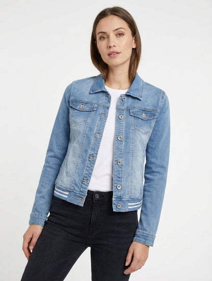 Jeansjacke mit elastischen Bündchen - Blau