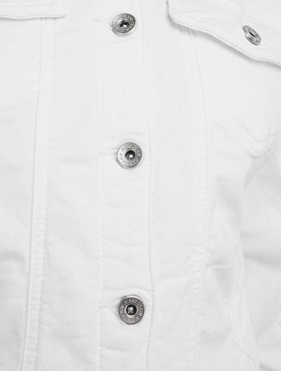 Veste en jean à bords élastiqués - Blanc - 3