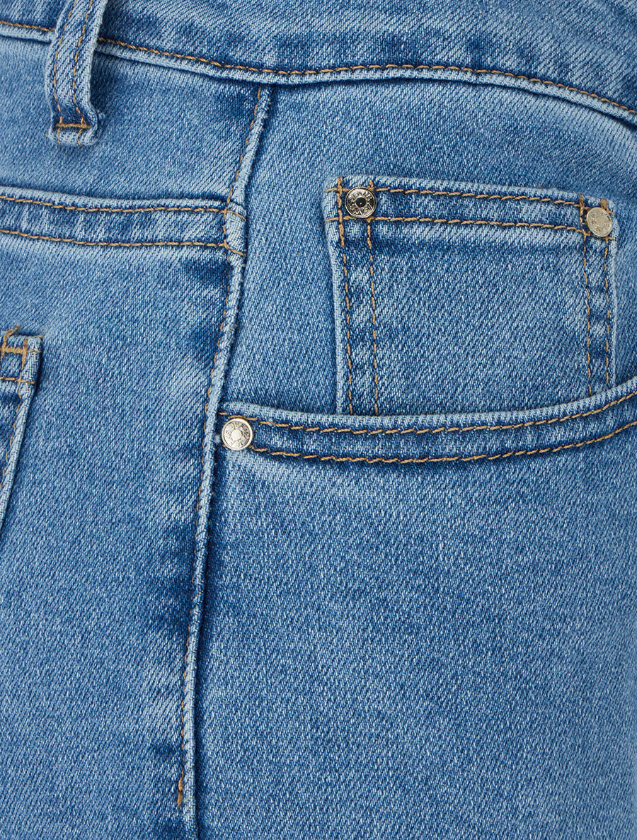 Pantacourt wide leg en jean - Bleu - 3