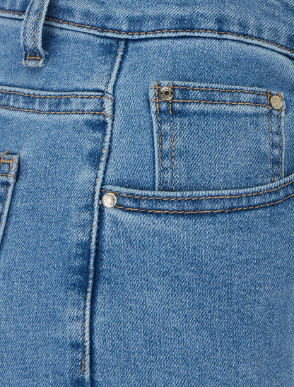 Pantacourt wide leg en jean - Bleu - 3