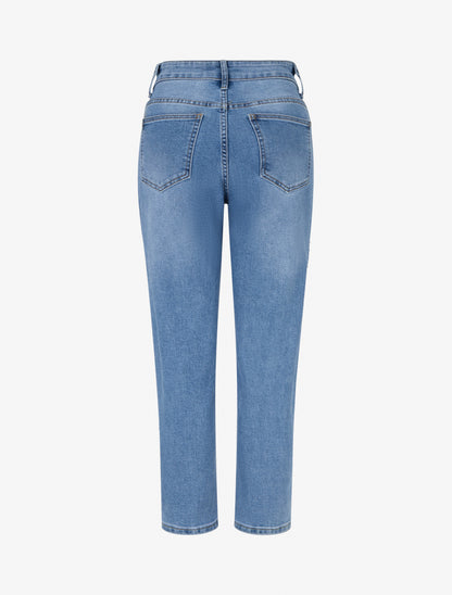 Jean clouté coupe mom fit - Bleu - 2