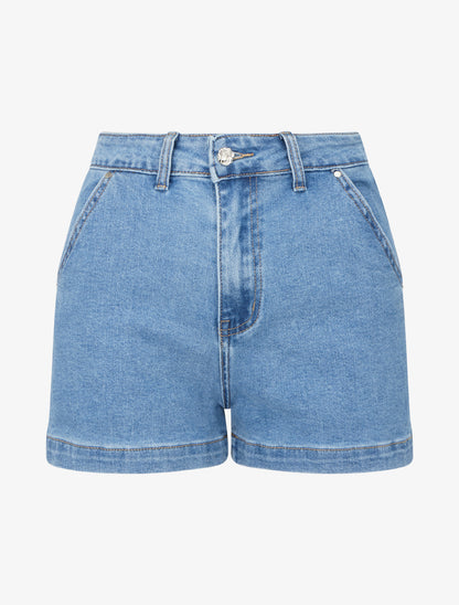 Short en jean taille standard coupe ajustée - Bleu - 1