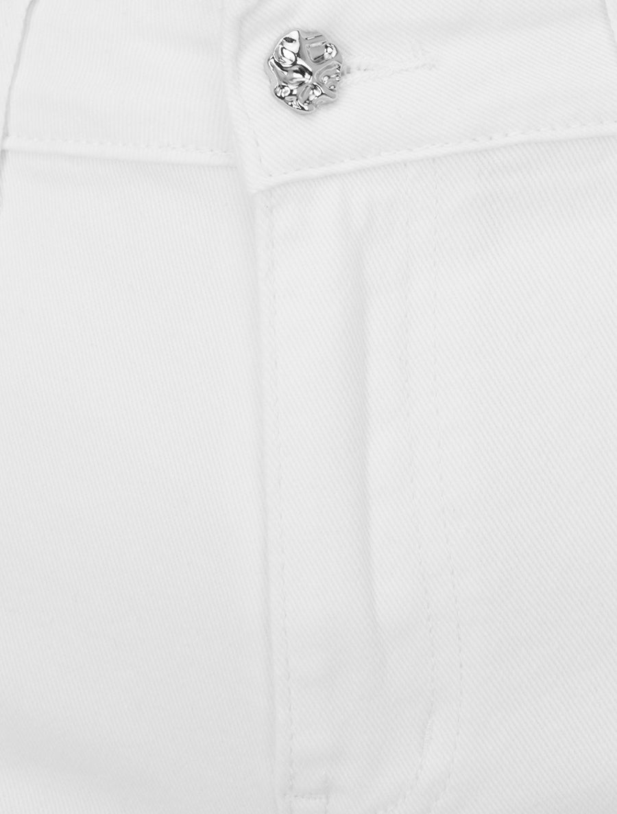 Short en jean taille standard coupe ajustée - Blanc - 3