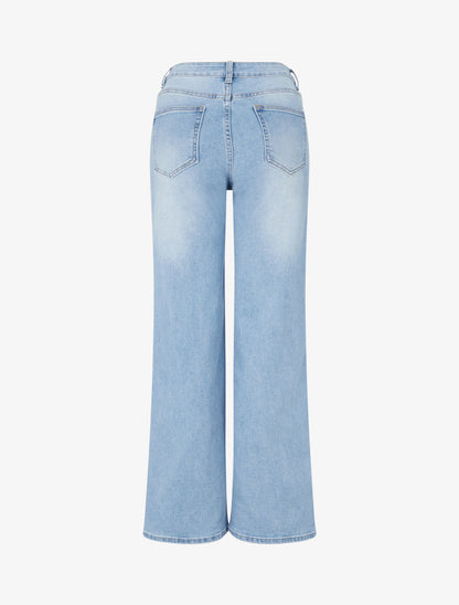 Jean droit à boutonnage stylisé - Bleu - 2