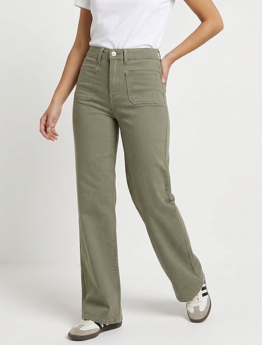 Jean mit geradem Schnitt und 4 Taschen - Kaki