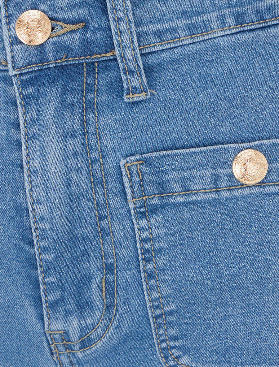 Jean à poches plaquées et bords francs - Bleu - 3